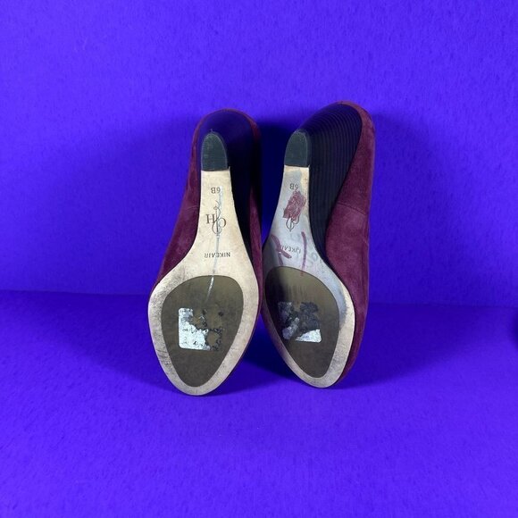 Cole Haan Women's Burgundy Red Suede Round Toe Wedge Pumps Shoe Size 6 - Picture 8 of 10